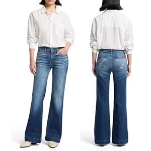 7 For All Mankind Tailorless Dojo Regular Fit Denim Flared Jeans in Lake Blue